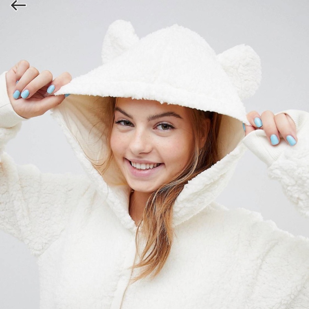 asos white bear onesie- US 4